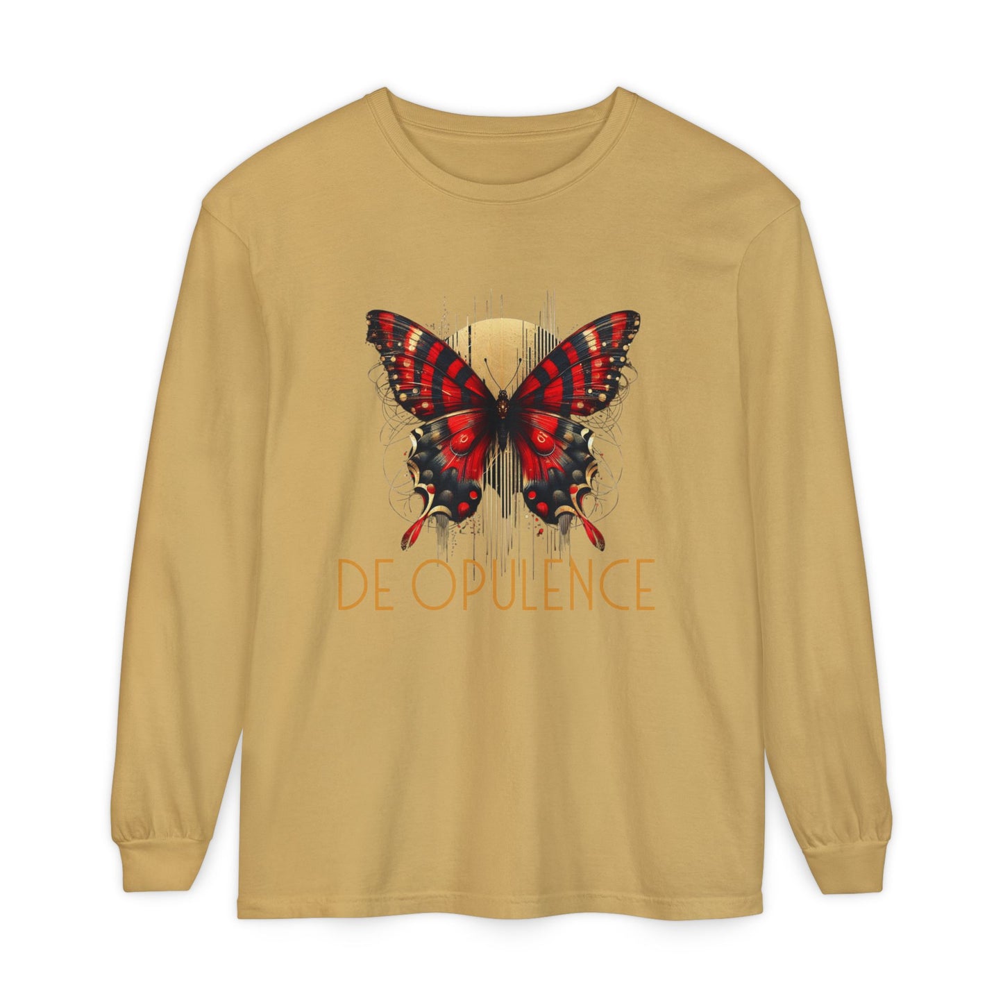 Butterfly & Noir Wolf Unisex Long Sleeve T-Shirt - Stylish Graphic Tee for Artsy Souls