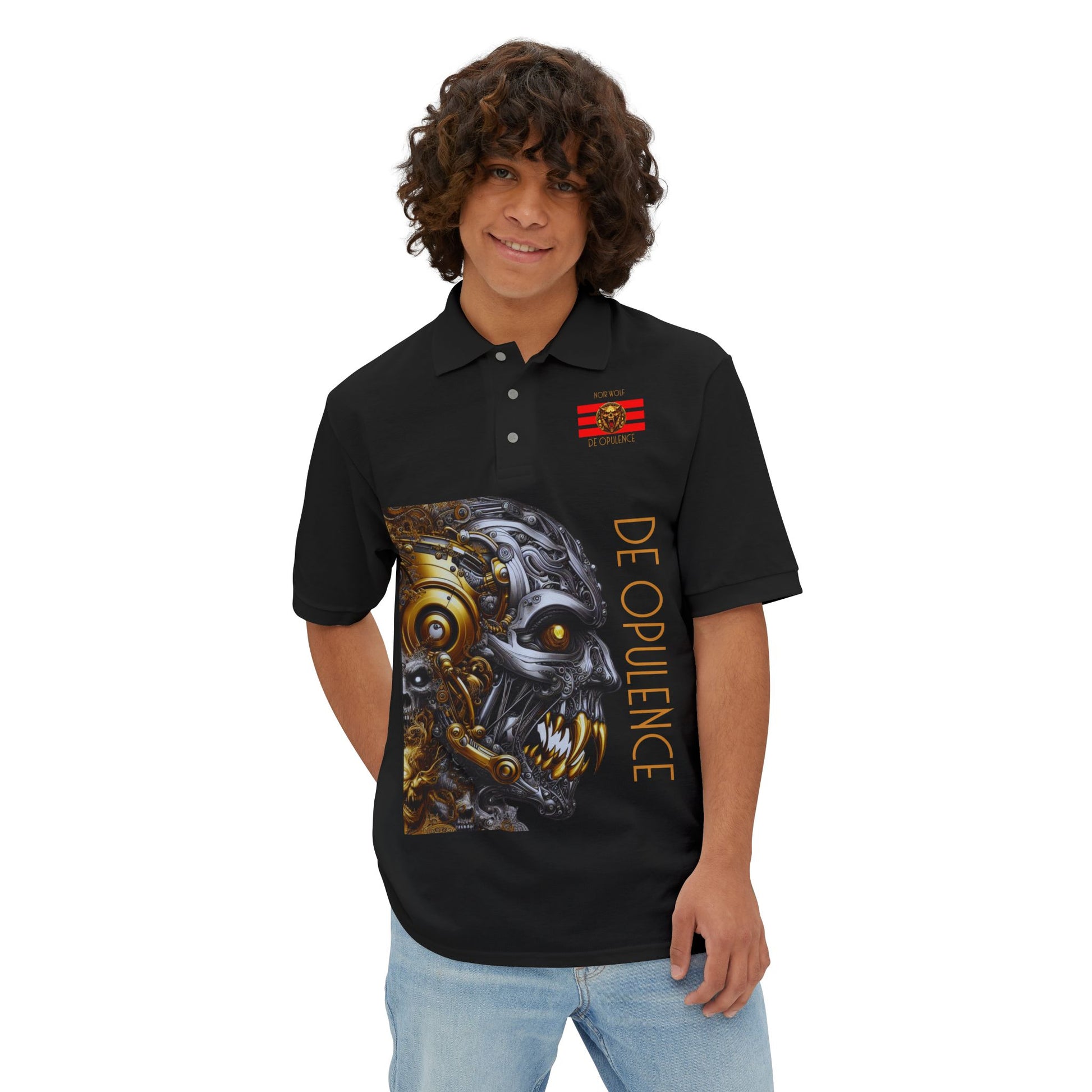 Men's Piqué Polo De Opulence by Noir Wolf the style of grace