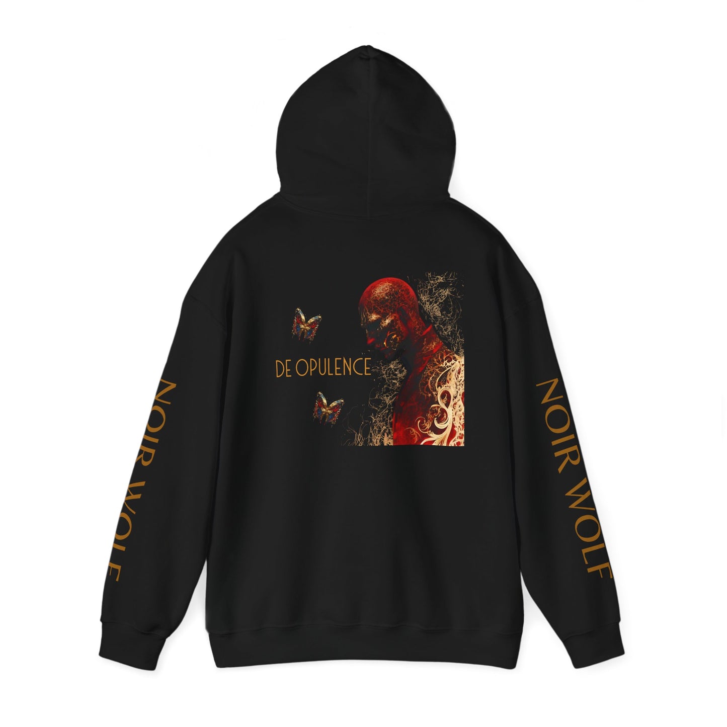 Noir Wolf Unisex Heavy Blend™ Hooded Sweatshirt - Stylish Graphic Hoodie for Art Lovers