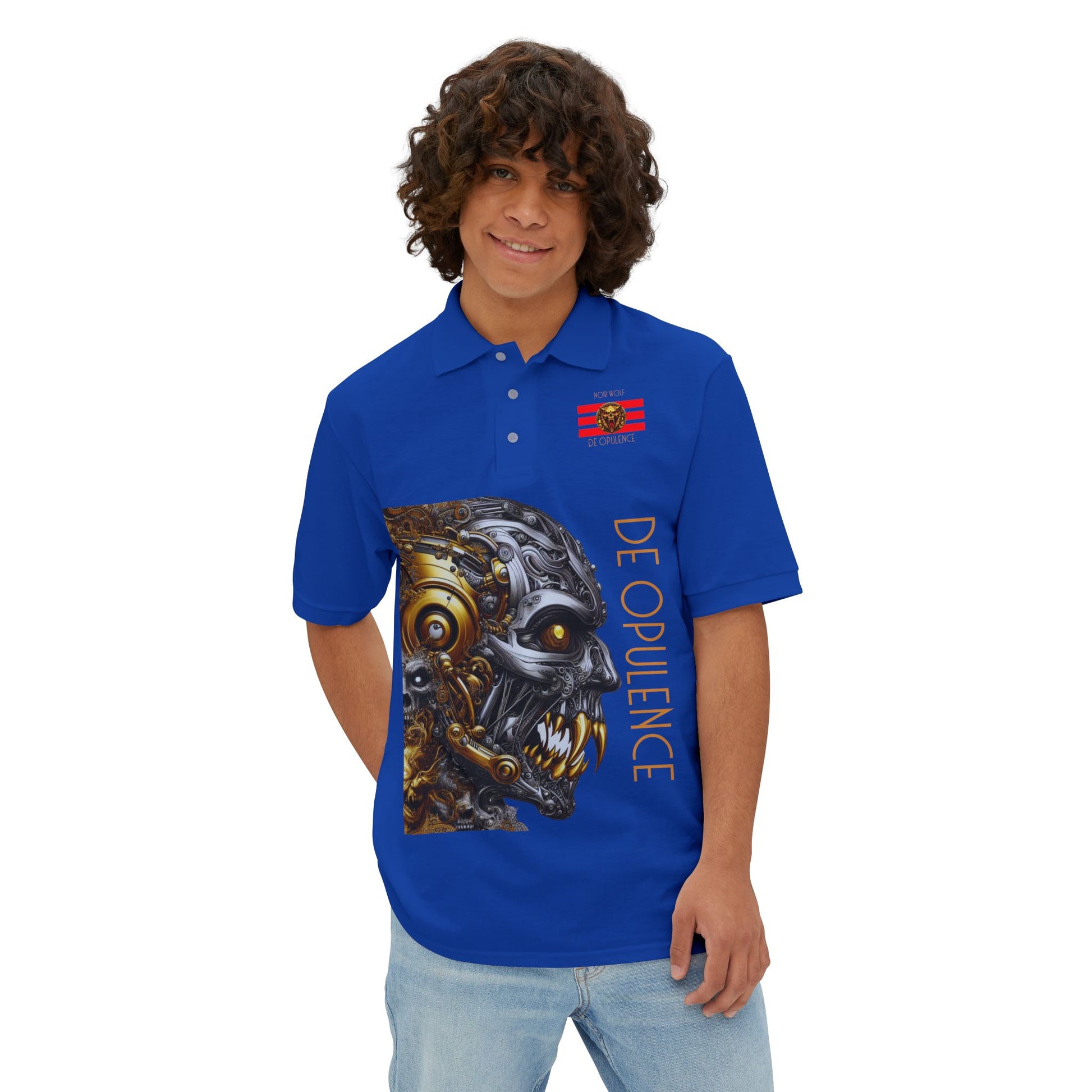 Men's Piqué Polo De Opulence by Noir Wolf the style of grace