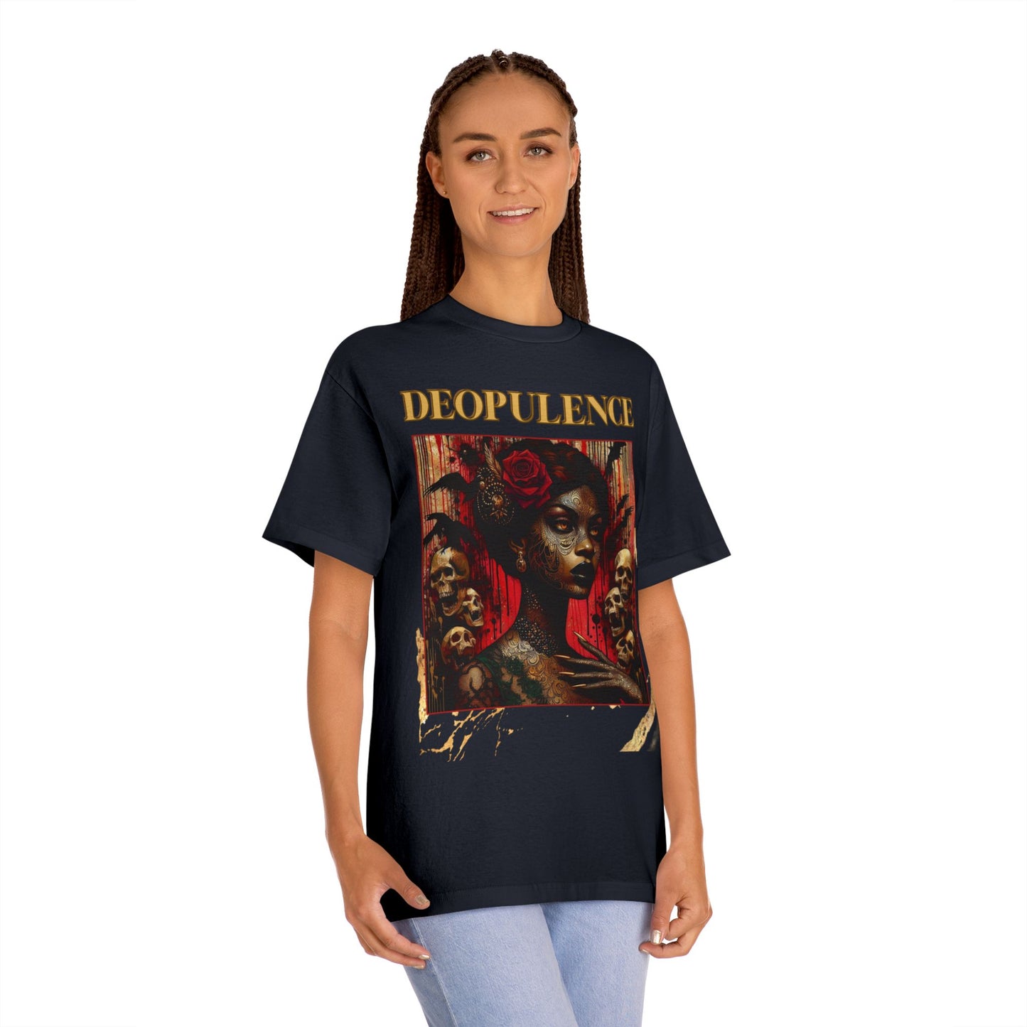 Deopulence Noir Wolf Graphic Tee — Dark Art Portrait T-Shirt