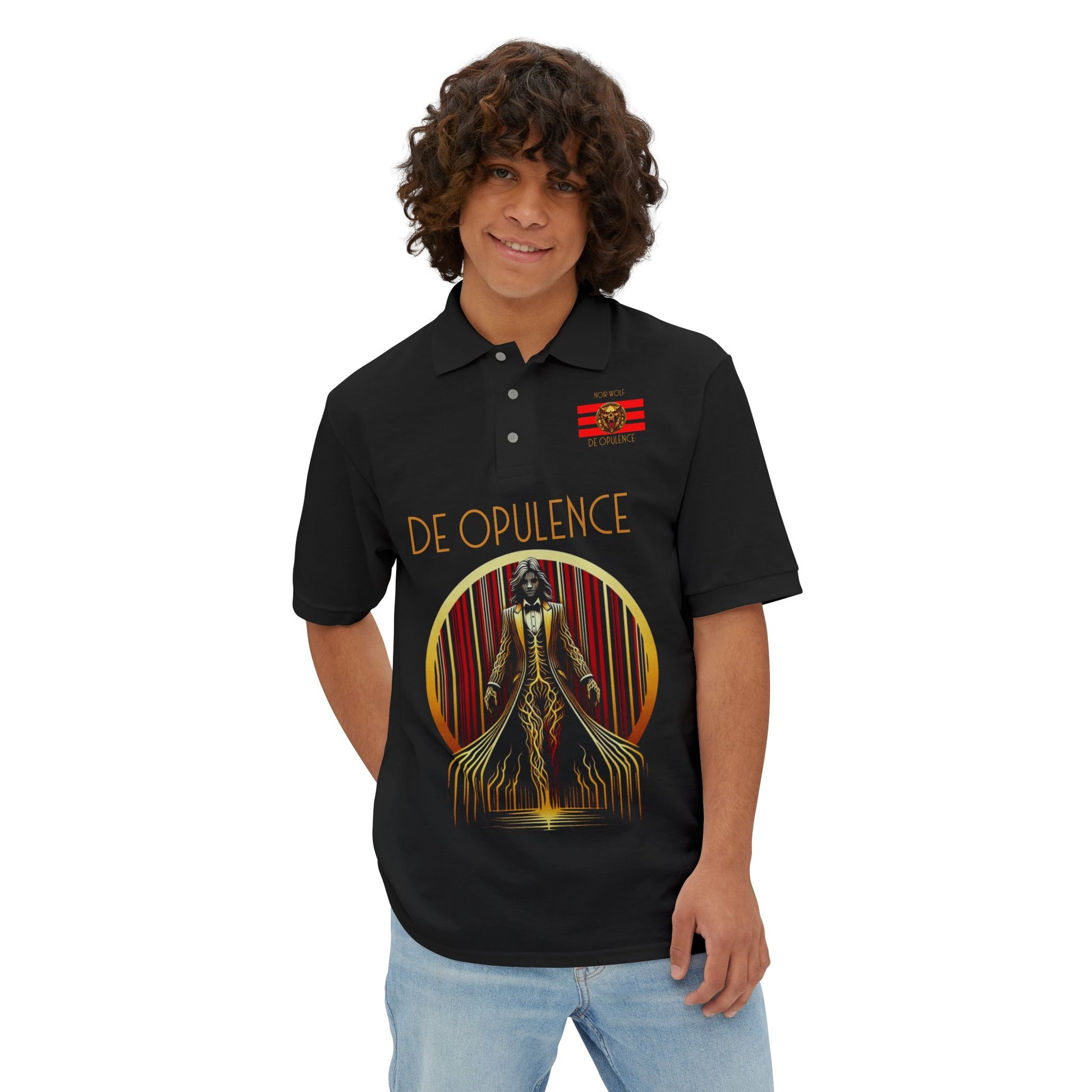 Men's Piqué Polo De Opulence by Noir Wolf the style of grace