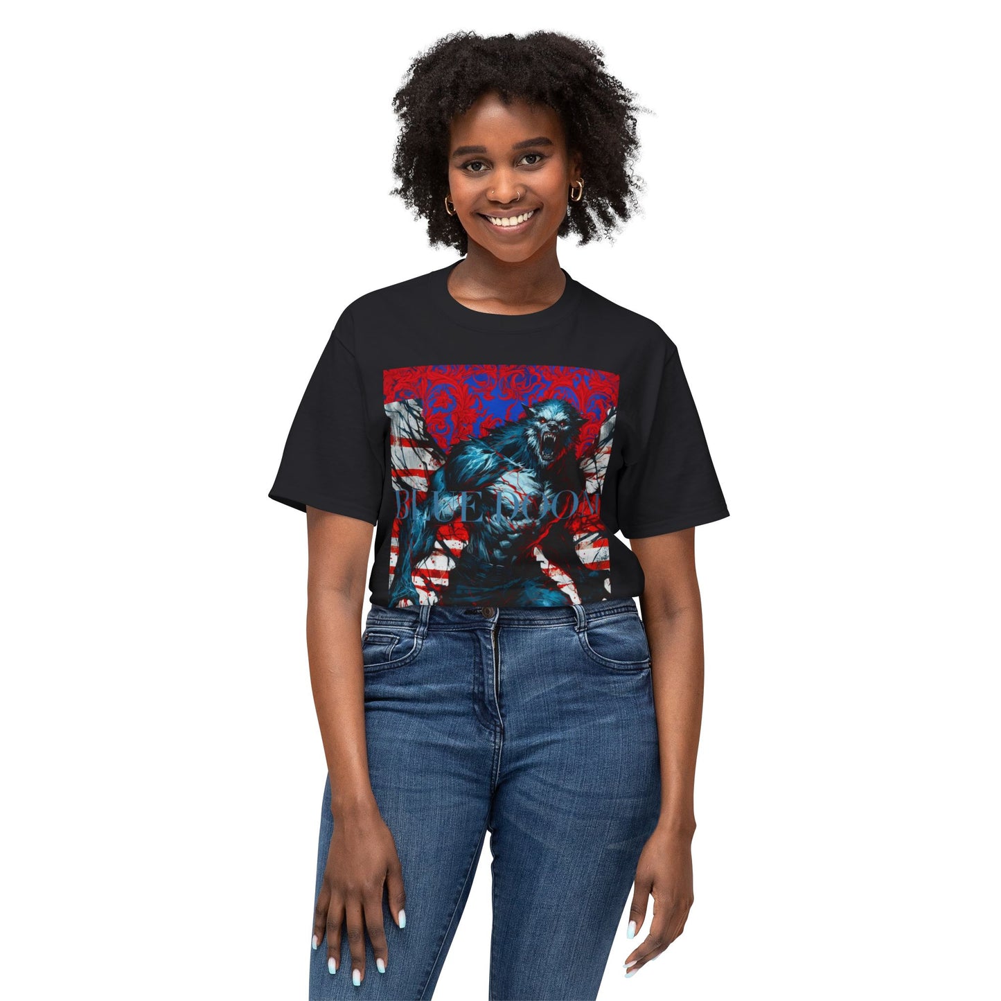 Unisex HD Cotton™ T-shirt Blue Doom By Noir Wolf