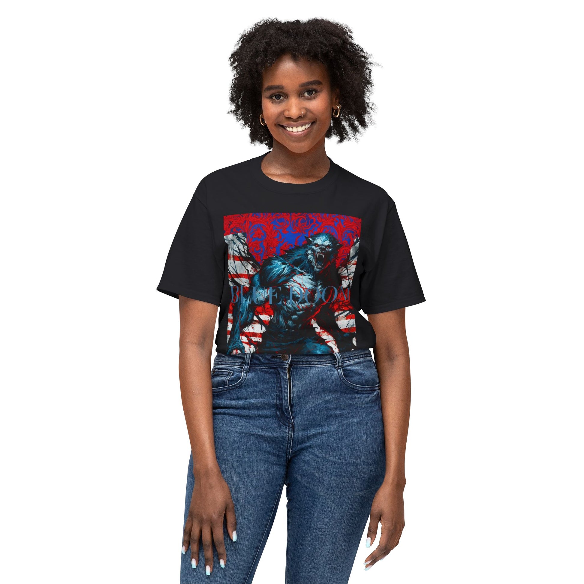 Unisex HD Cotton™ T-shirt Blue Doom By Noir Wolf
