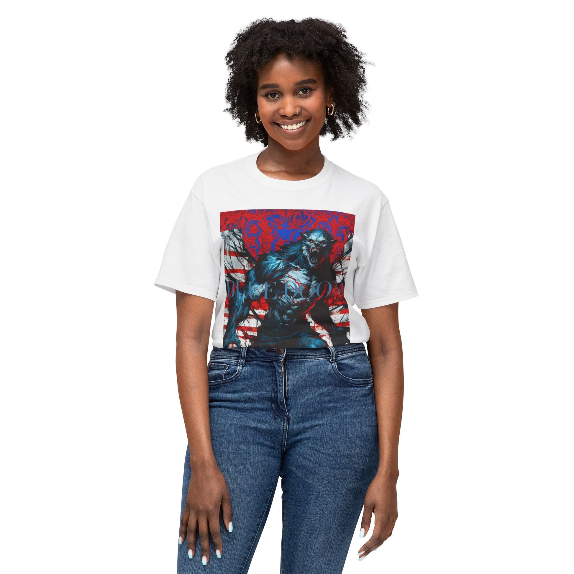 Unisex HD Cotton™ T-shirt Blue Doom By Noir Wolf