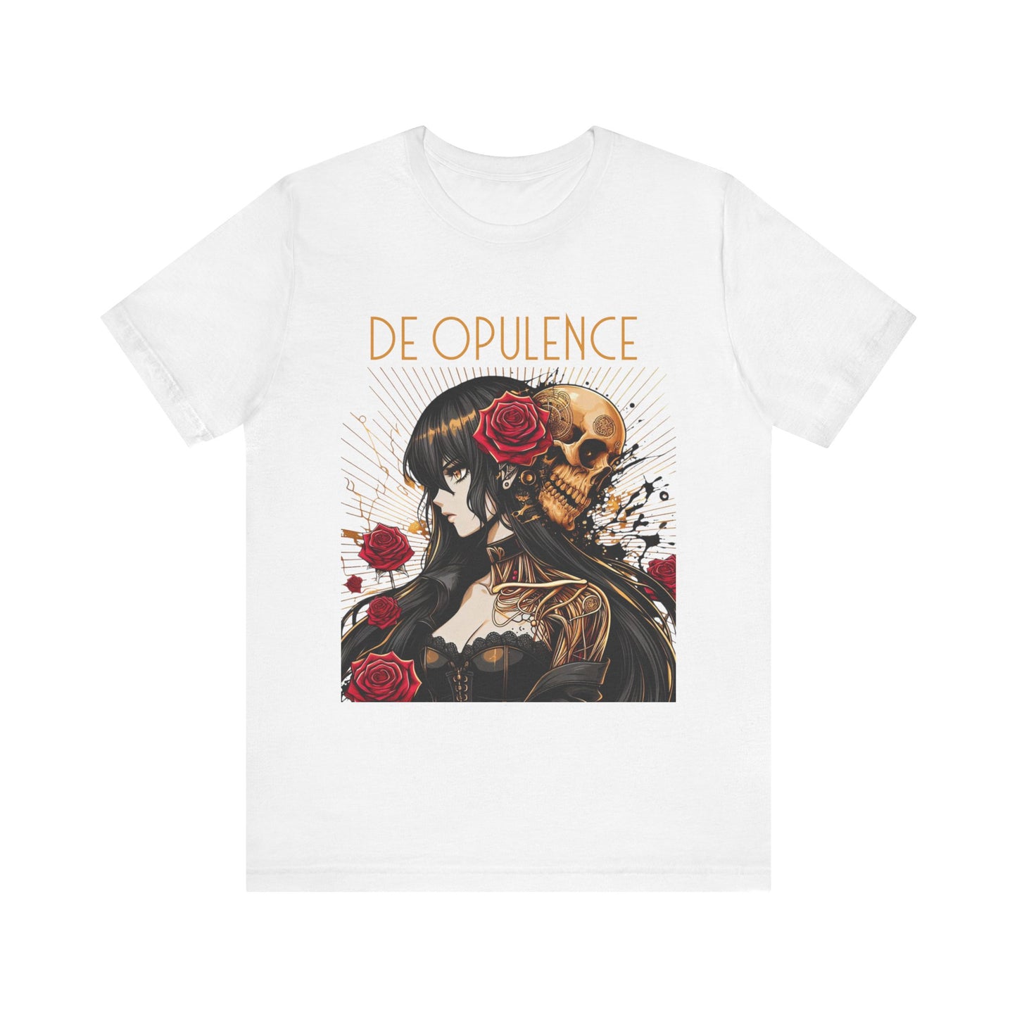 Unisex Jersey Short Sleeve Tee De Opulence by Noir Wolf Solid White Blend