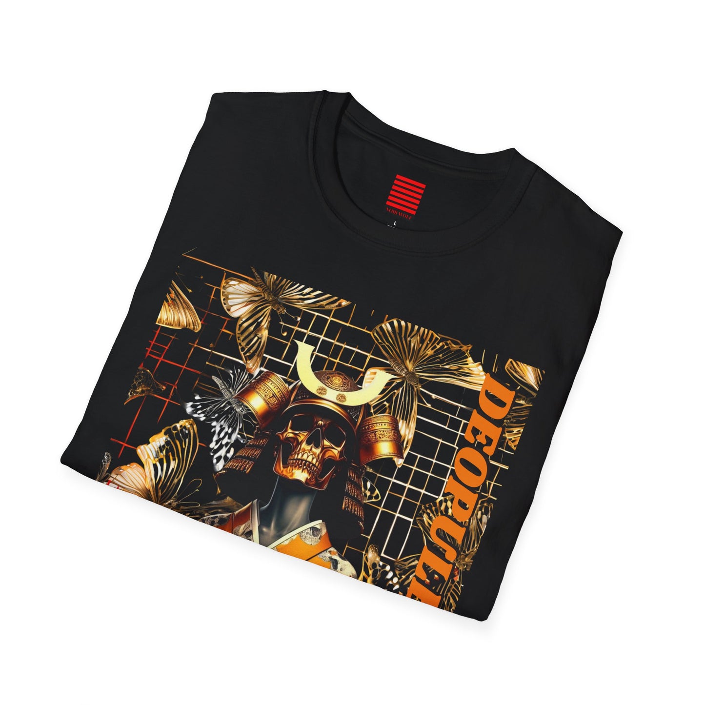 Samurai & Dragon Graphic Tee, Unisex Softstyle T-Shirt, Edgy Streetwear, Anime-Inspired Apparel, Gift for Him/Her, Casual Outfit