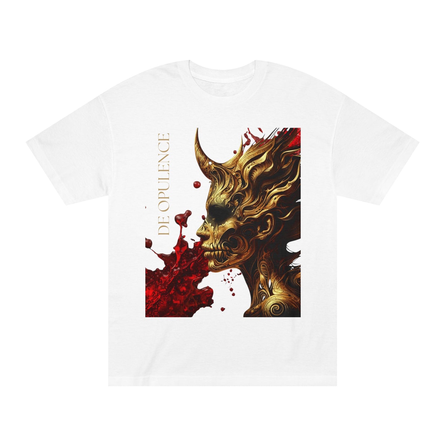 Demonic Golden Oni Tee — 'Defolience' Graphic Horror T-Shirt