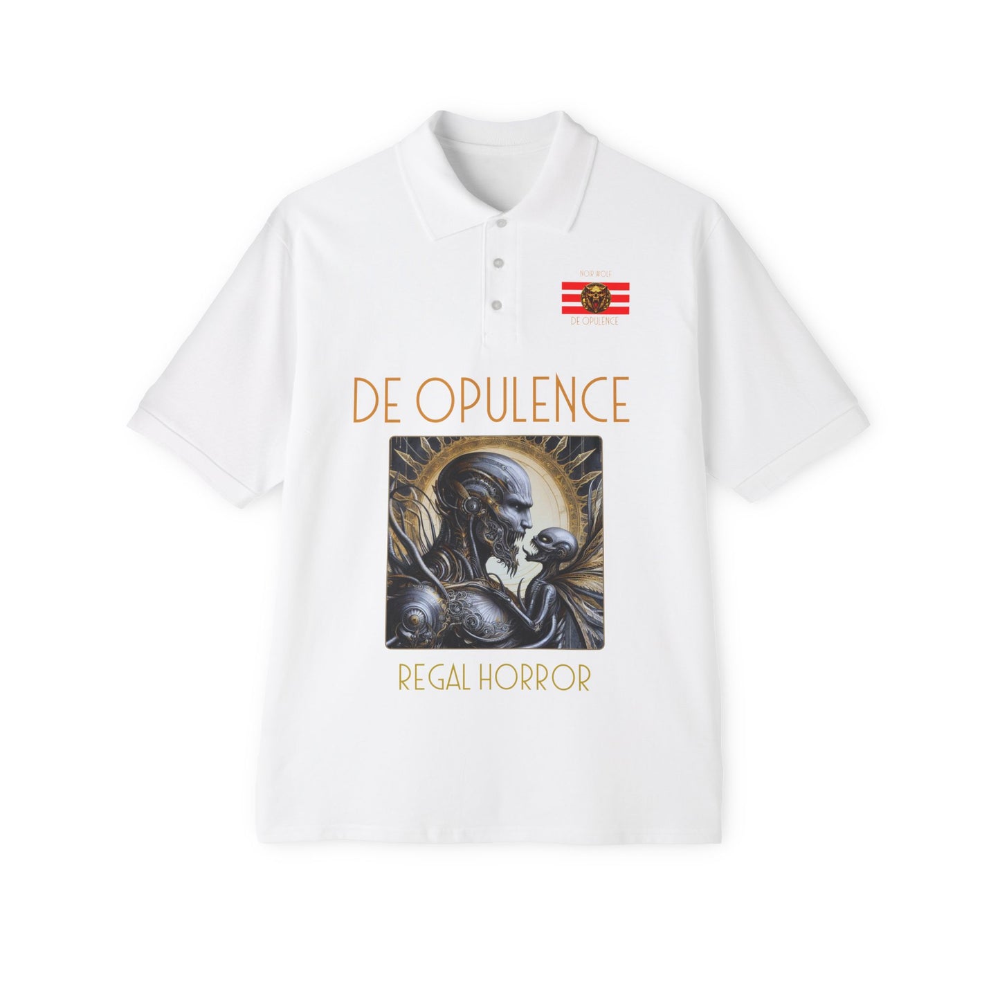 Men's Piqué Polo De Opulence by Noir Wolf the style of grace White