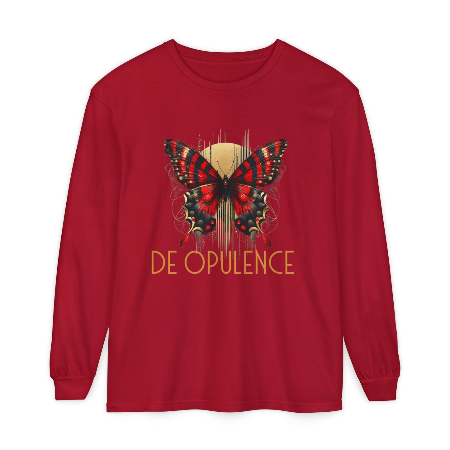 Butterfly & Noir Wolf Unisex Long Sleeve T-Shirt - Stylish Graphic Tee for Artsy Souls