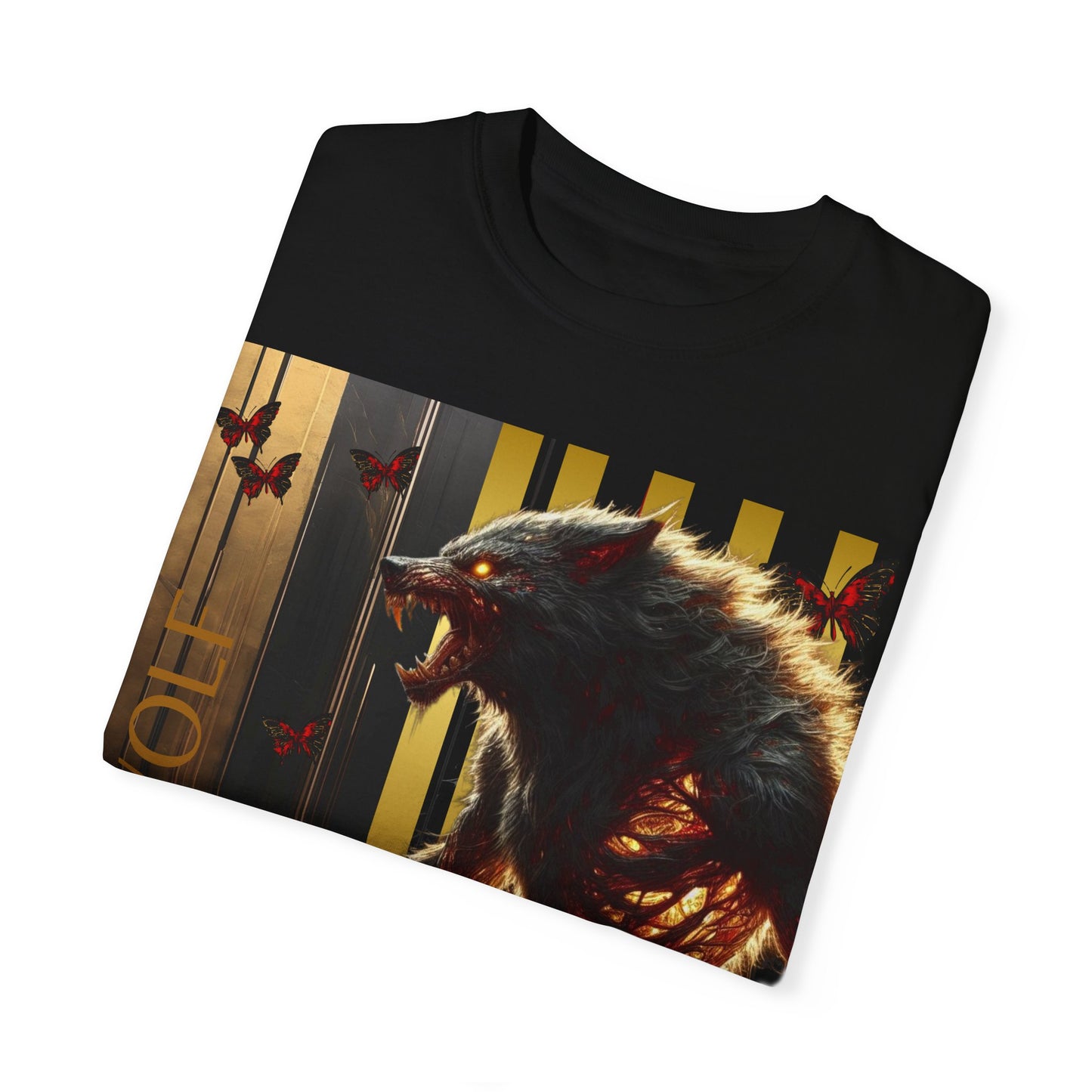 Unisex Garment-Dyed T-shirt NOIR WOLF De Opulence