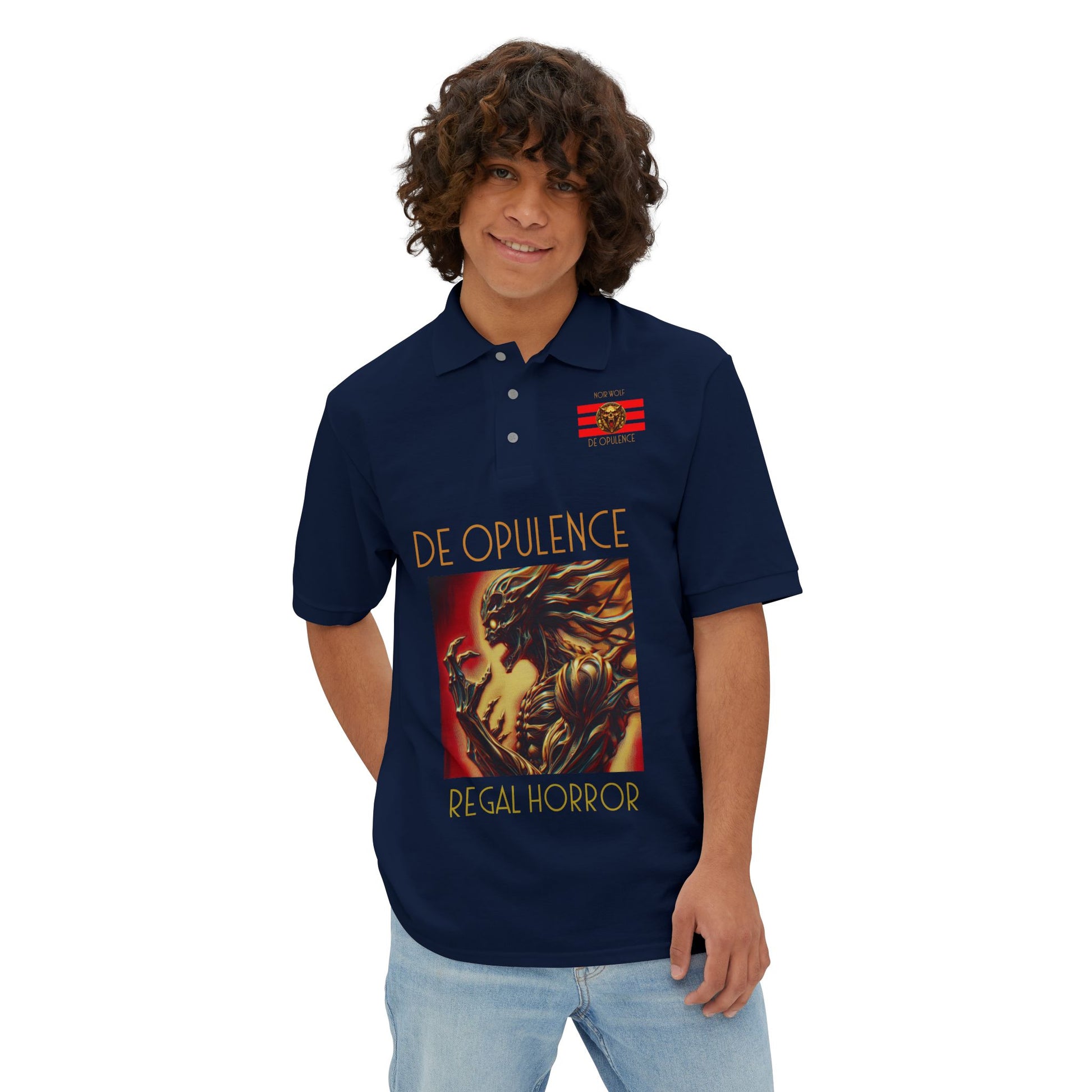 Men's Piqué Polo De Opulence by Noir Wolf the style of grace