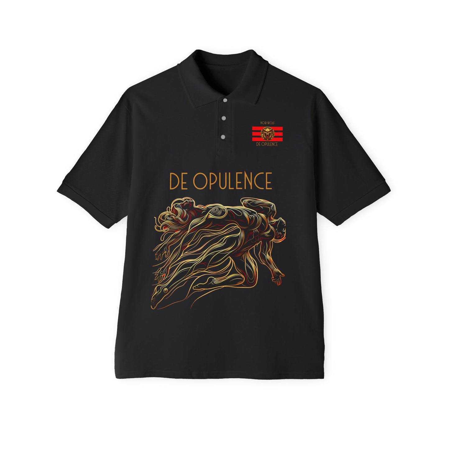 Men's Piqué Polo De Opulence by Noir Wolf Black