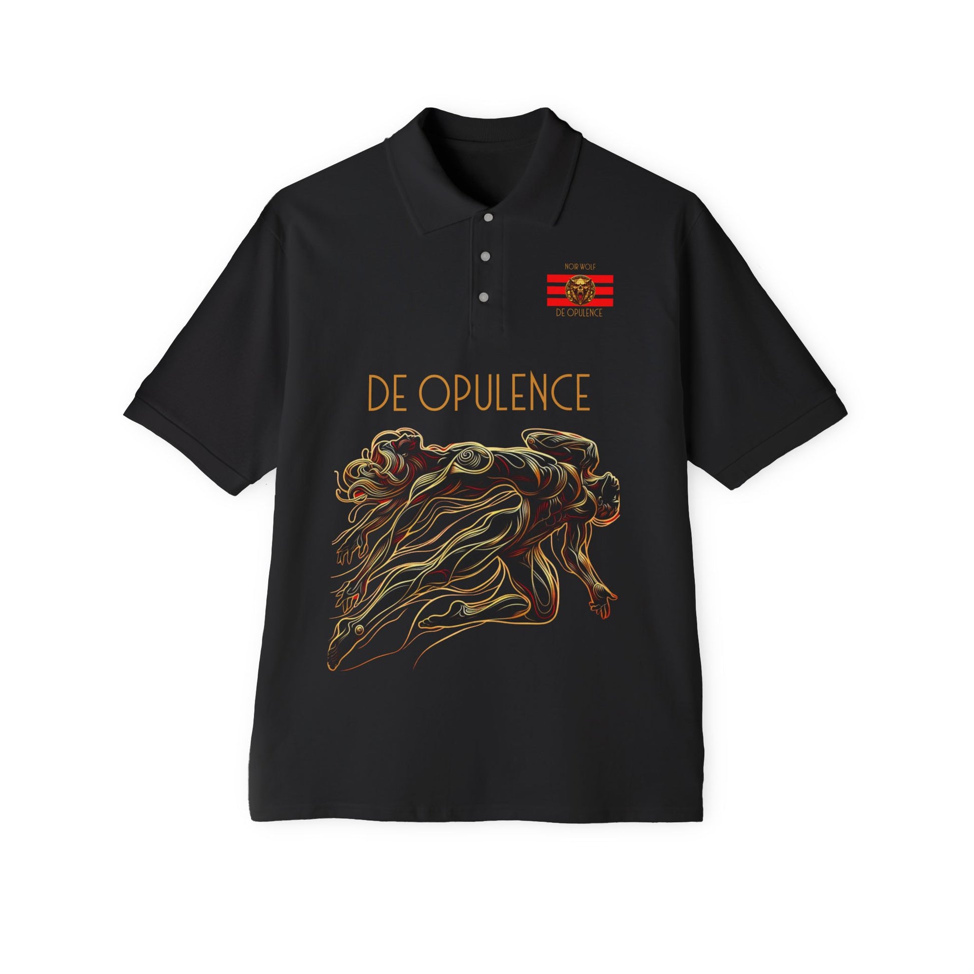 Men's Piqué Polo De Opulence by Noir Wolf Black