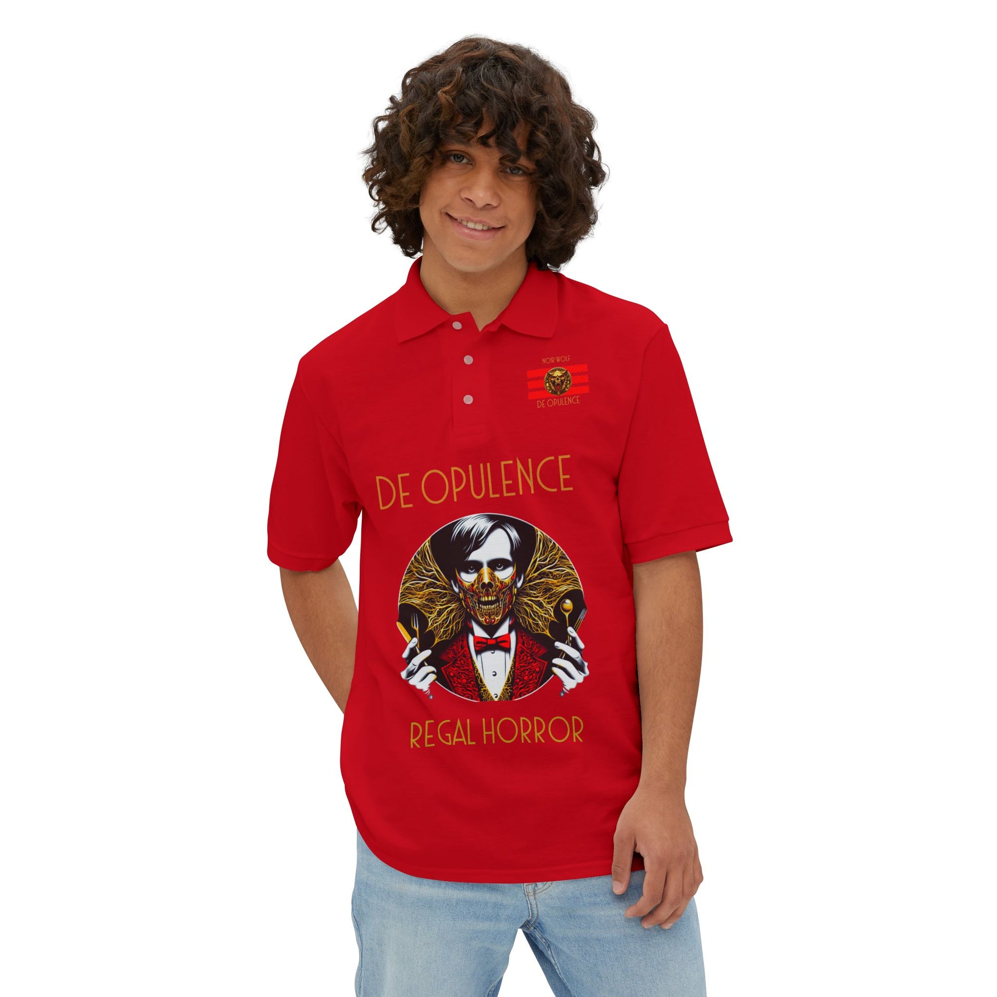 Men's Piqué Polo De Opulence by Noir Wolf the style of grace