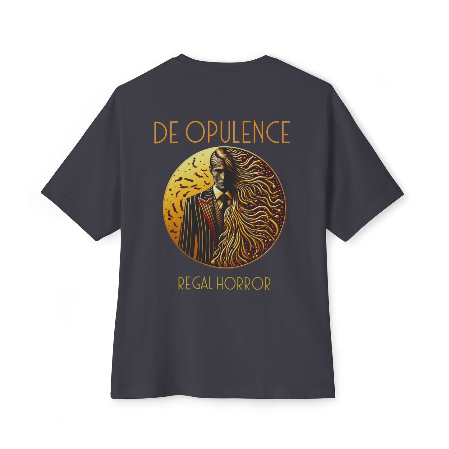 Unisex Oversized Boxy Tee De Opulence by Noir Wolf the style of grace Dark Grey