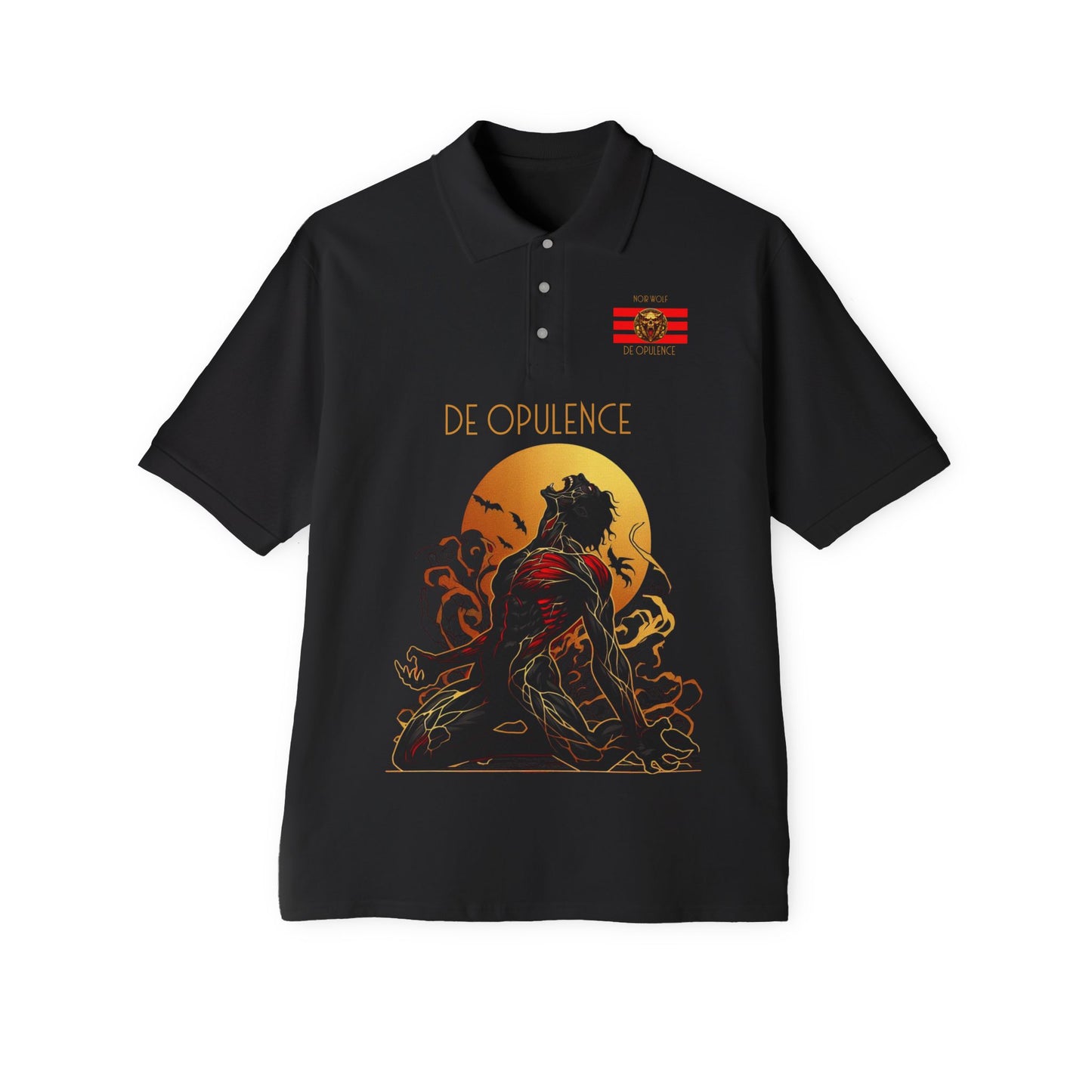 Men's Piqué Polo De Opulence by Noir Wolf Black