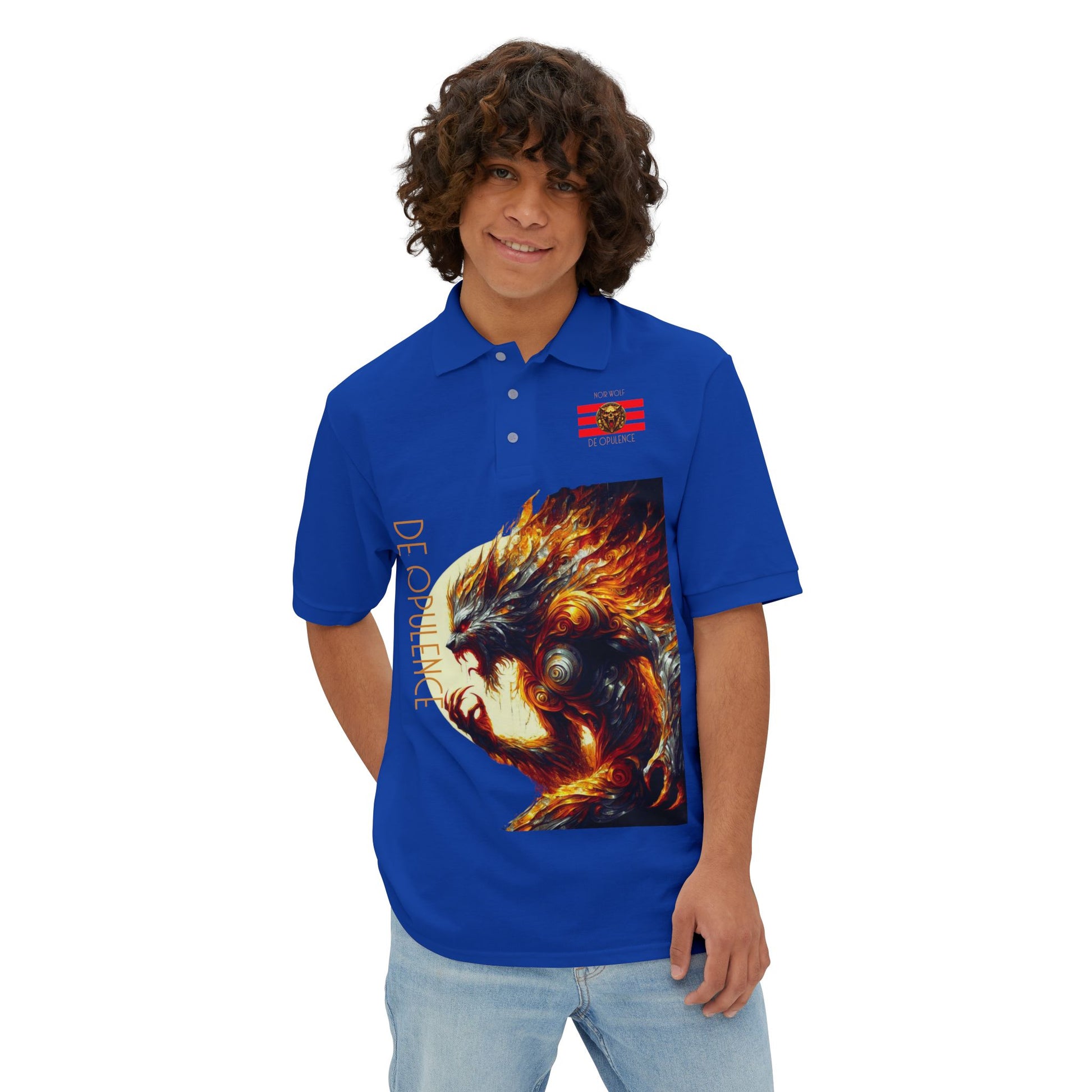 Men's Piqué Polo De Opulence by Noir Wolf the style of grace