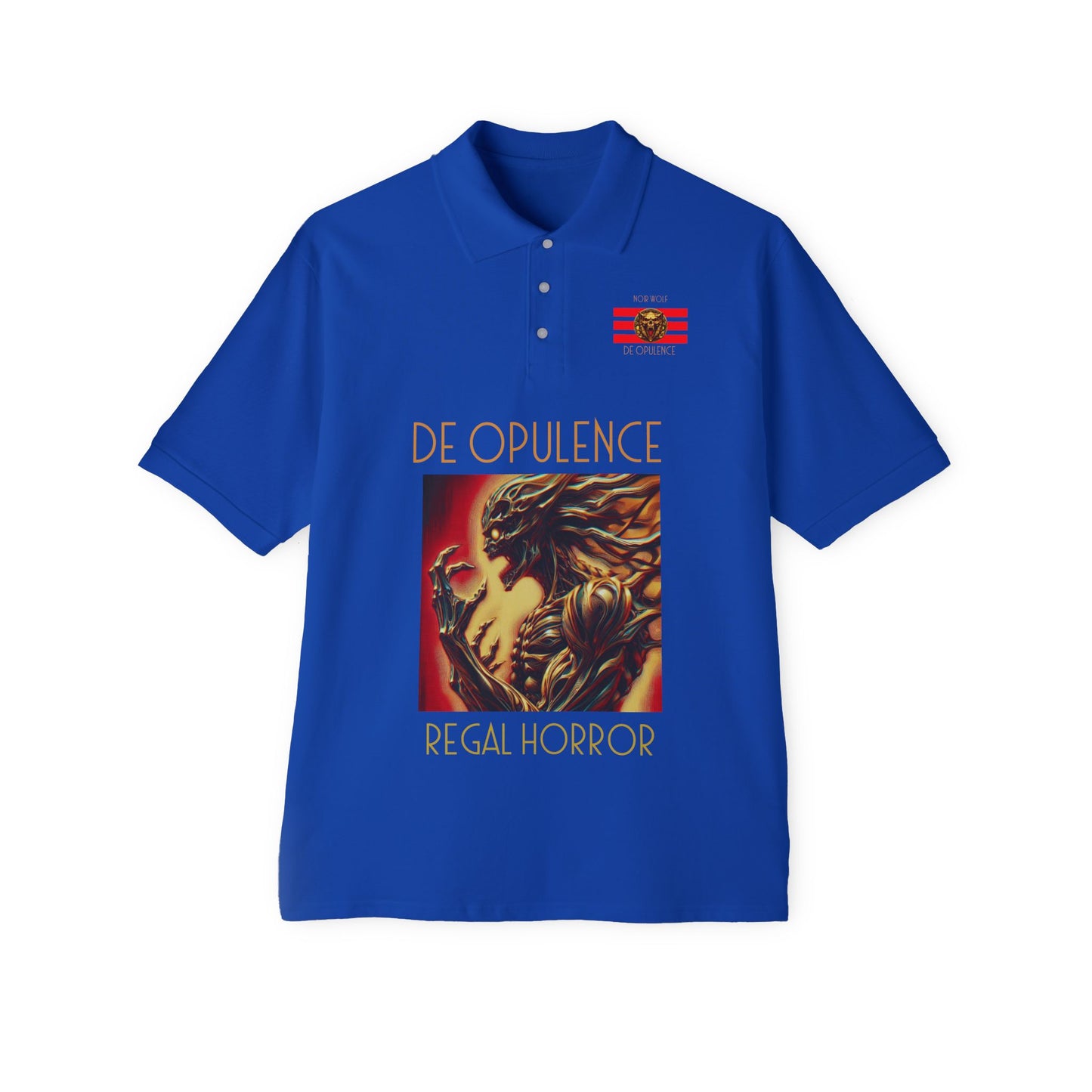 Men's Piqué Polo De Opulence by Noir Wolf the style of grace Royal