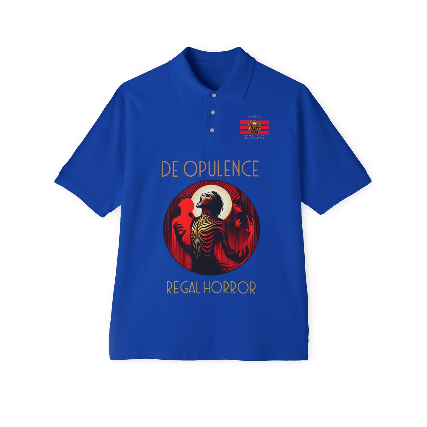 Men's Piqué Polo De Opulence by Noir Wolf the style of grace Royal