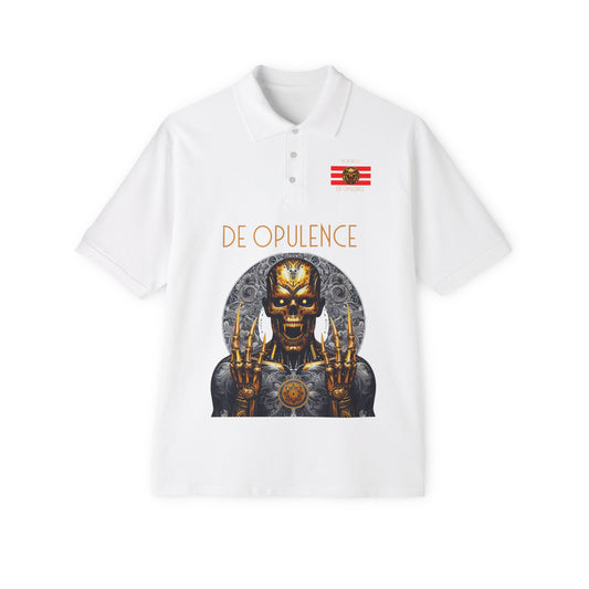 Men's Piqué Polo De Opulence by Noir Wolf the style of grace White
