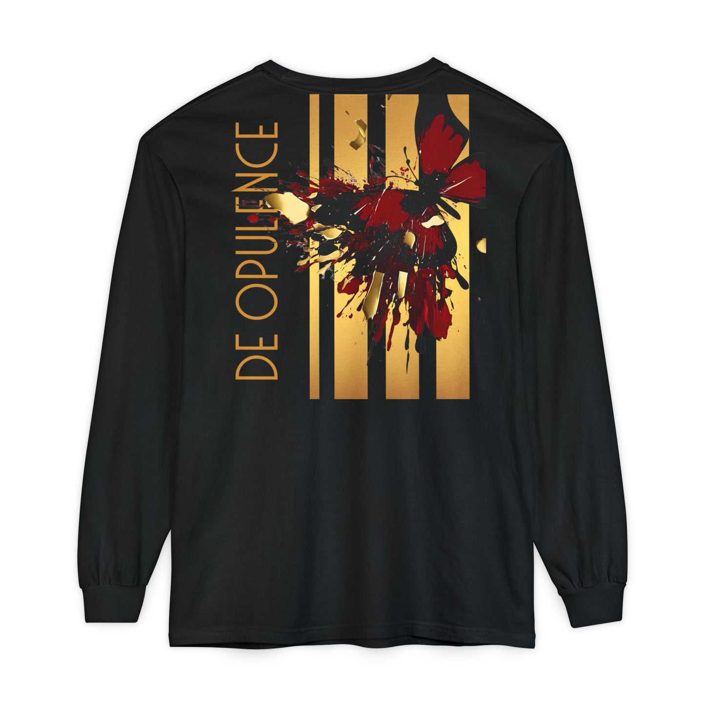 Unisex Garment-dyed Long Sleeve T-Shirt De Opulence by Noir Wolf