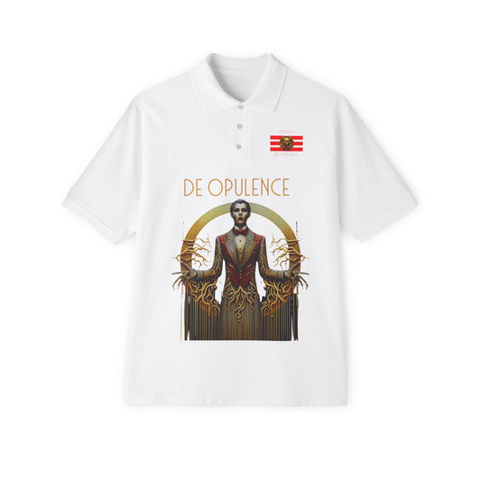 Men's Piqué Polo De Opulence by Noir Wolf the style of grace White