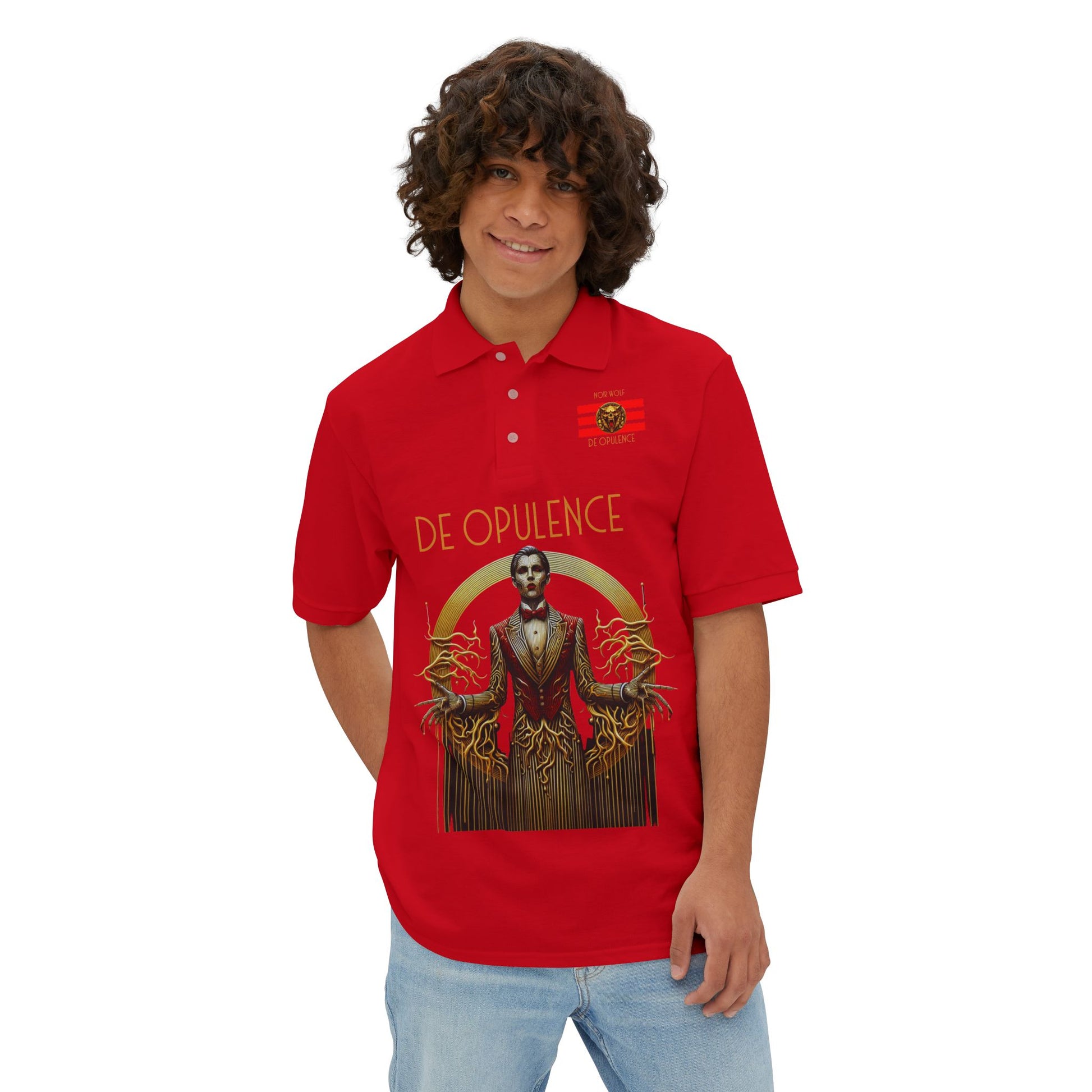 Men's Piqué Polo De Opulence by Noir Wolf the style of grace