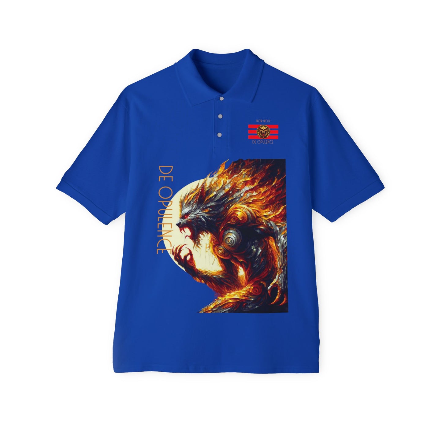 Men's Piqué Polo De Opulence by Noir Wolf the style of grace Royal
