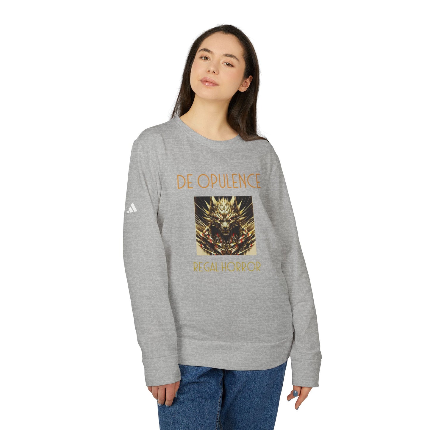 adidas Unisex Fleece Crewneck Sweatshirt De Opulence by Noir Wolf the style of grace