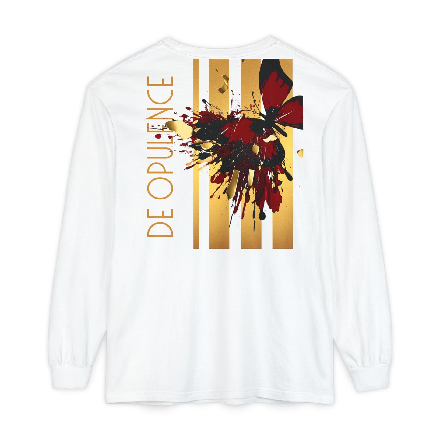 Unisex Garment-dyed Long Sleeve T-Shirt De Opulence by Noir Wolf