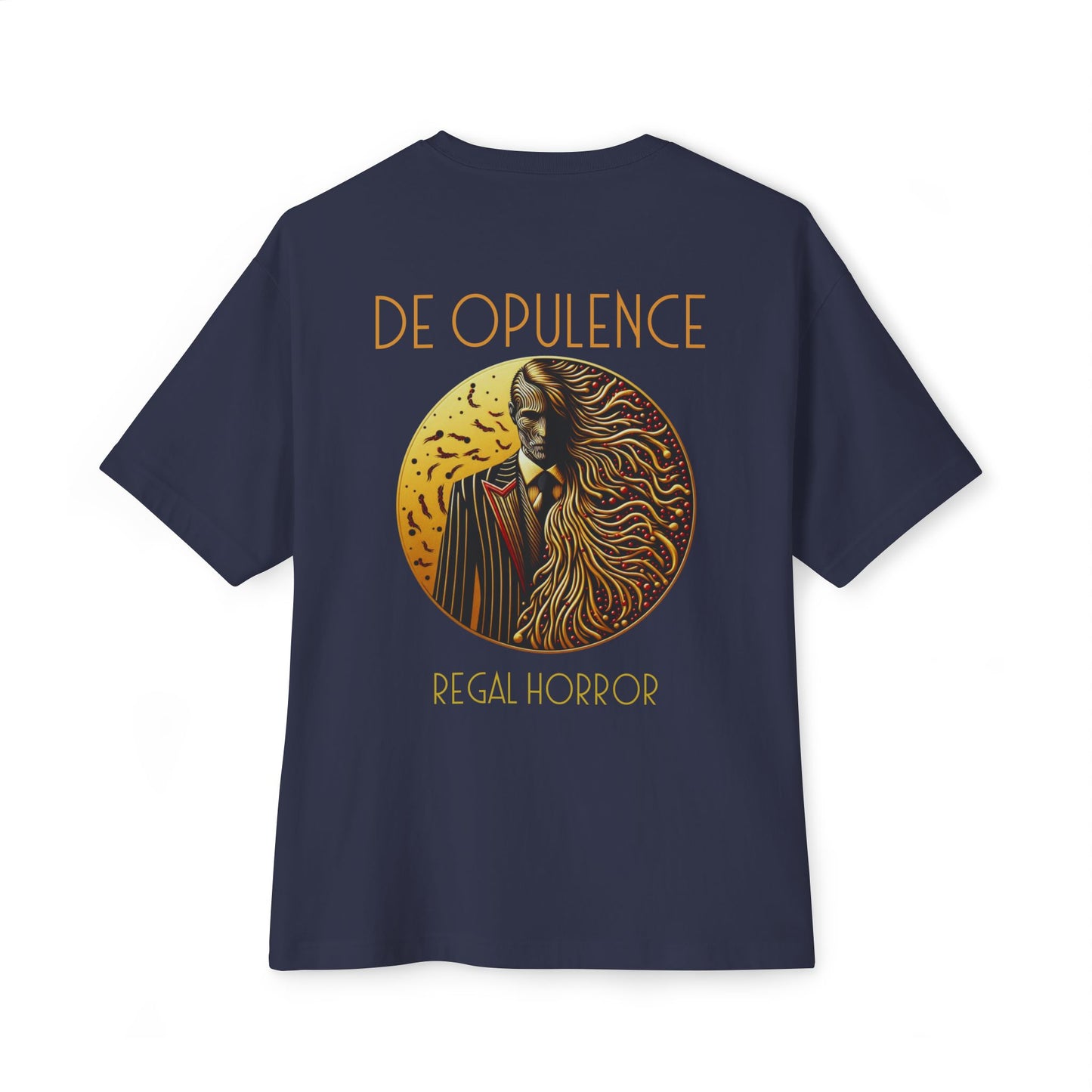 Unisex Oversized Boxy Tee De Opulence by Noir Wolf the style of grace Navy