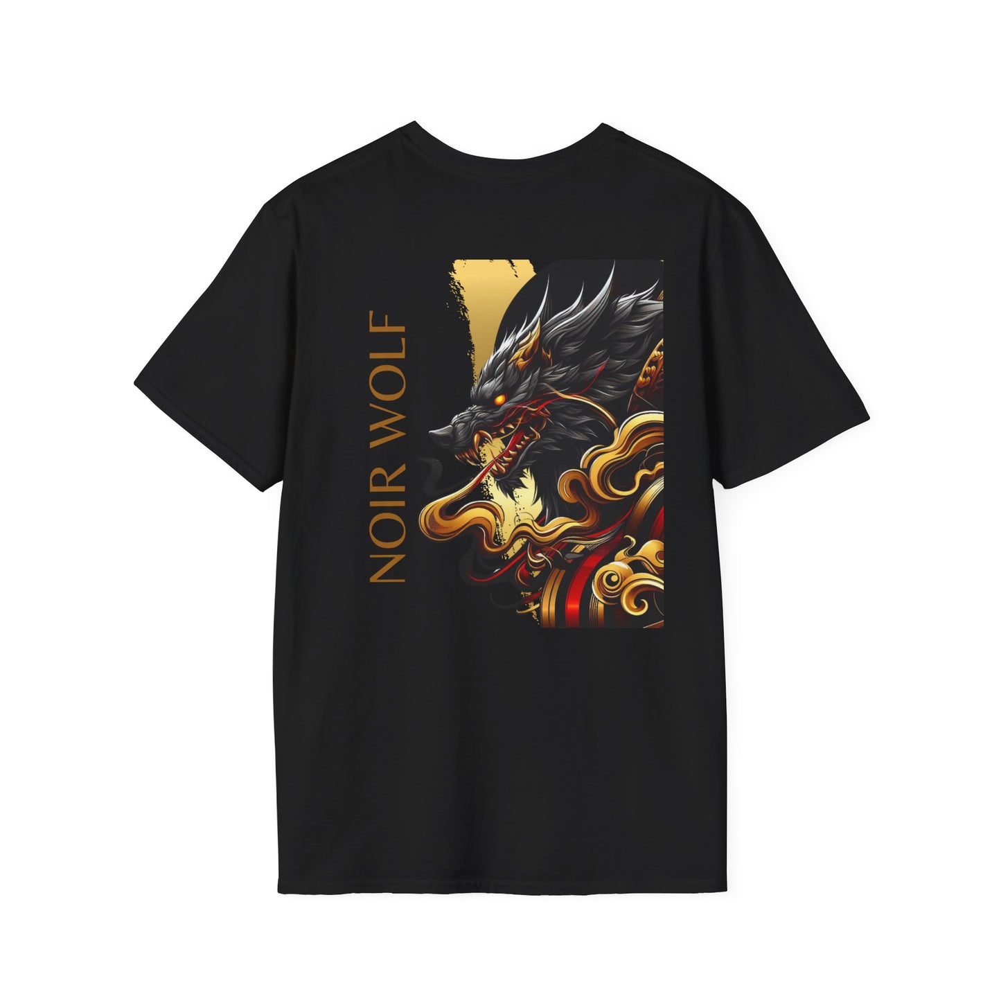 Samurai & Wolf Graphic Tee, Unisex Softstyle T-Shirt for Anime Lovers, Gift for Him/Her, Casual Streetwear, Unique Art T-Shirt