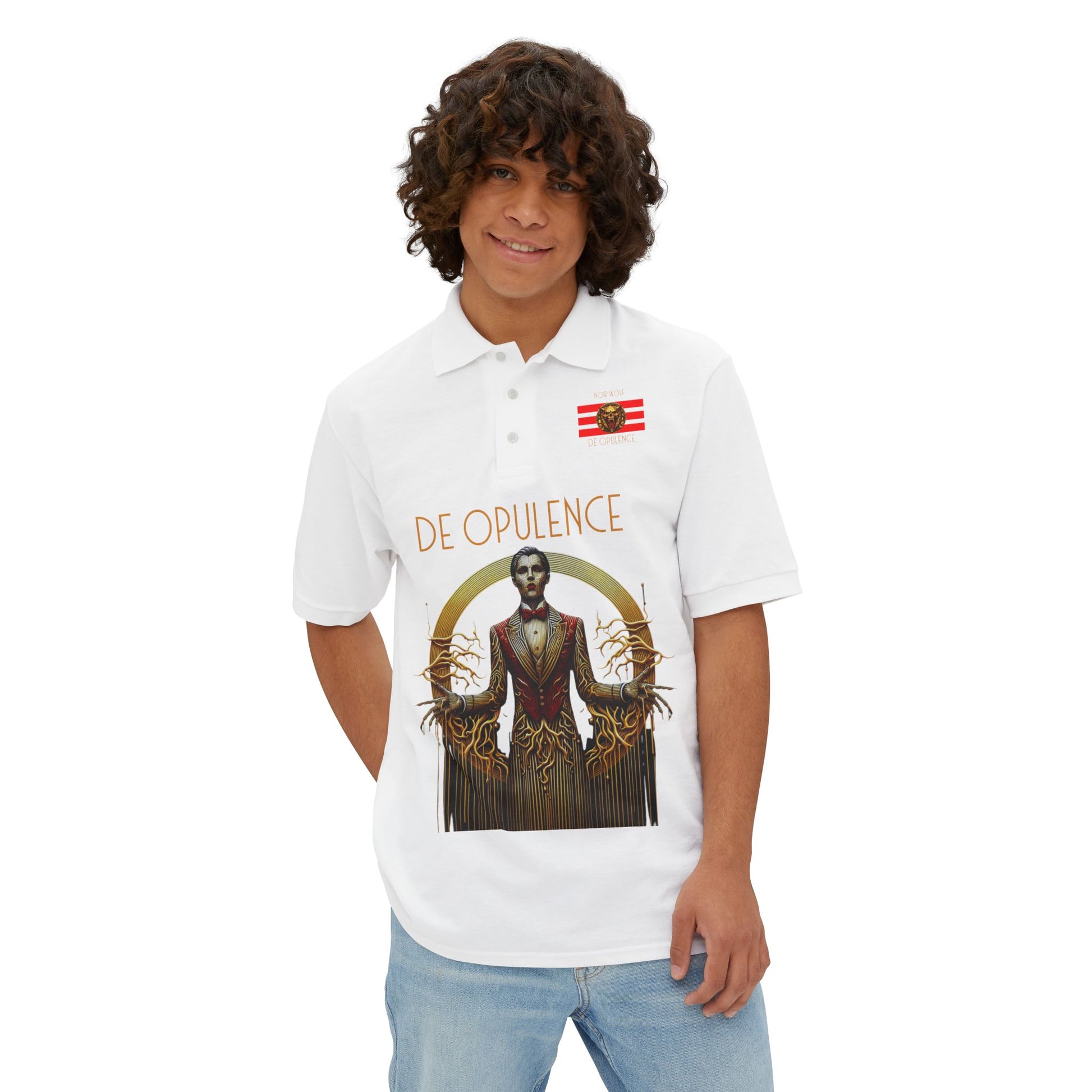 Men's Piqué Polo De Opulence by Noir Wolf the style of grace