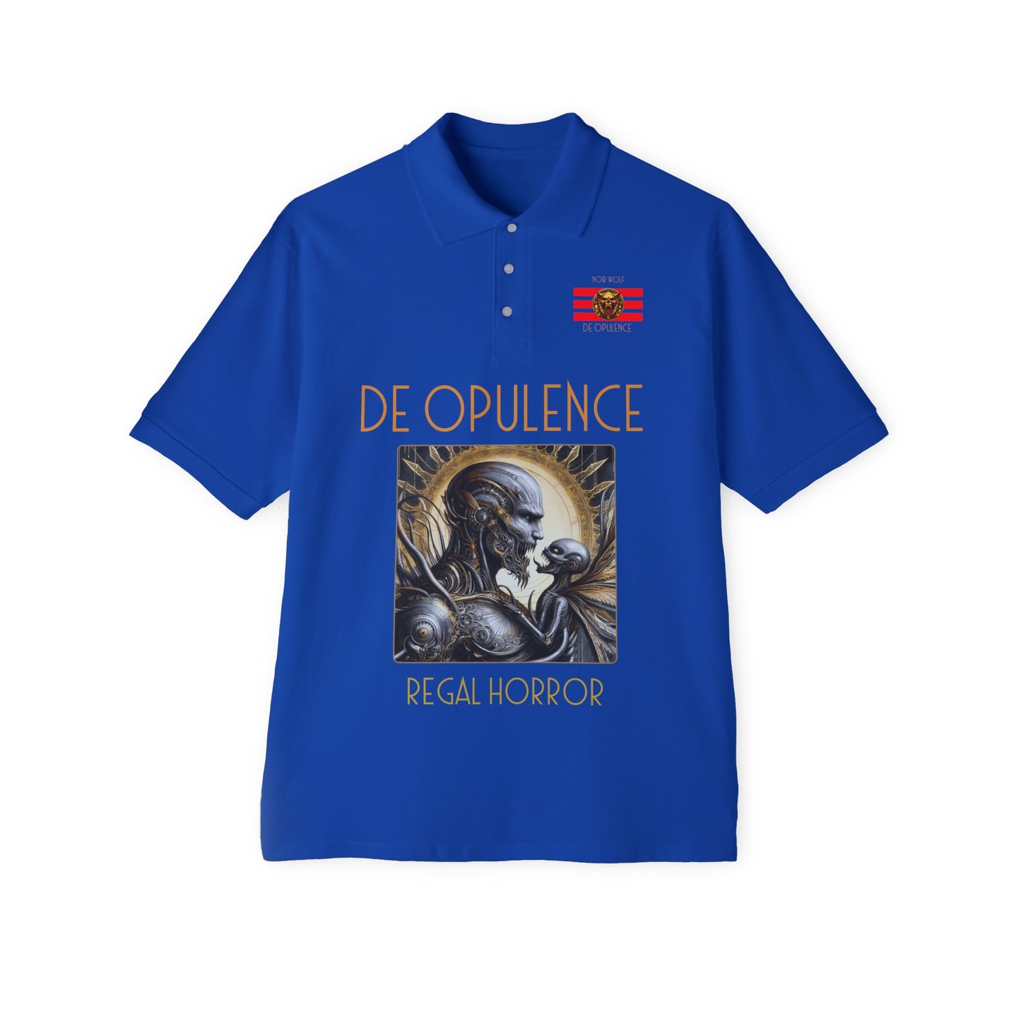 Men's Piqué Polo De Opulence by Noir Wolf the style of grace Royal