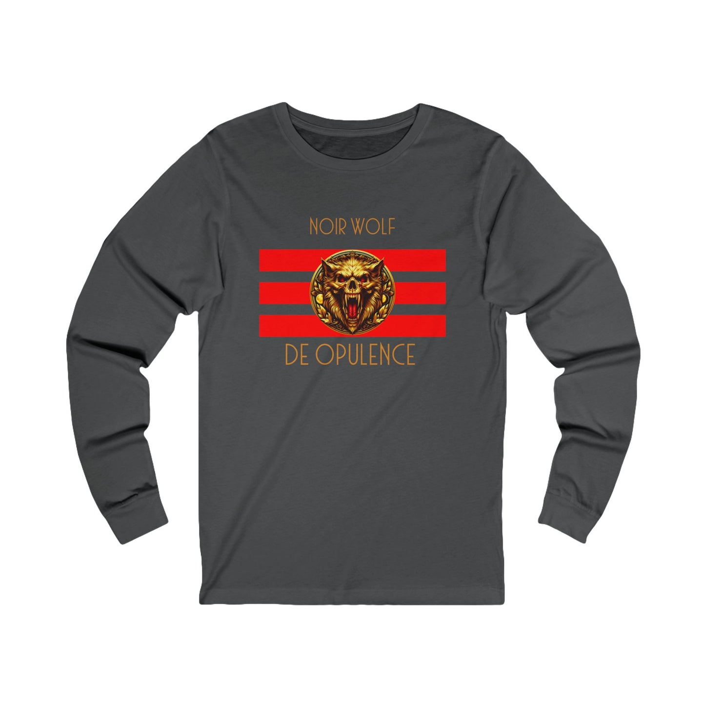 Unisex Jersey Long Sleeve Tee De Opulence by Noir Wolf Asphalt