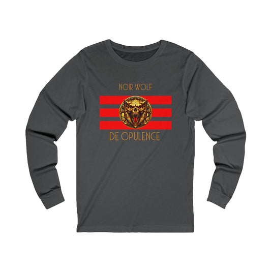 Unisex Jersey Long Sleeve Tee De Opulence by Noir Wolf Asphalt