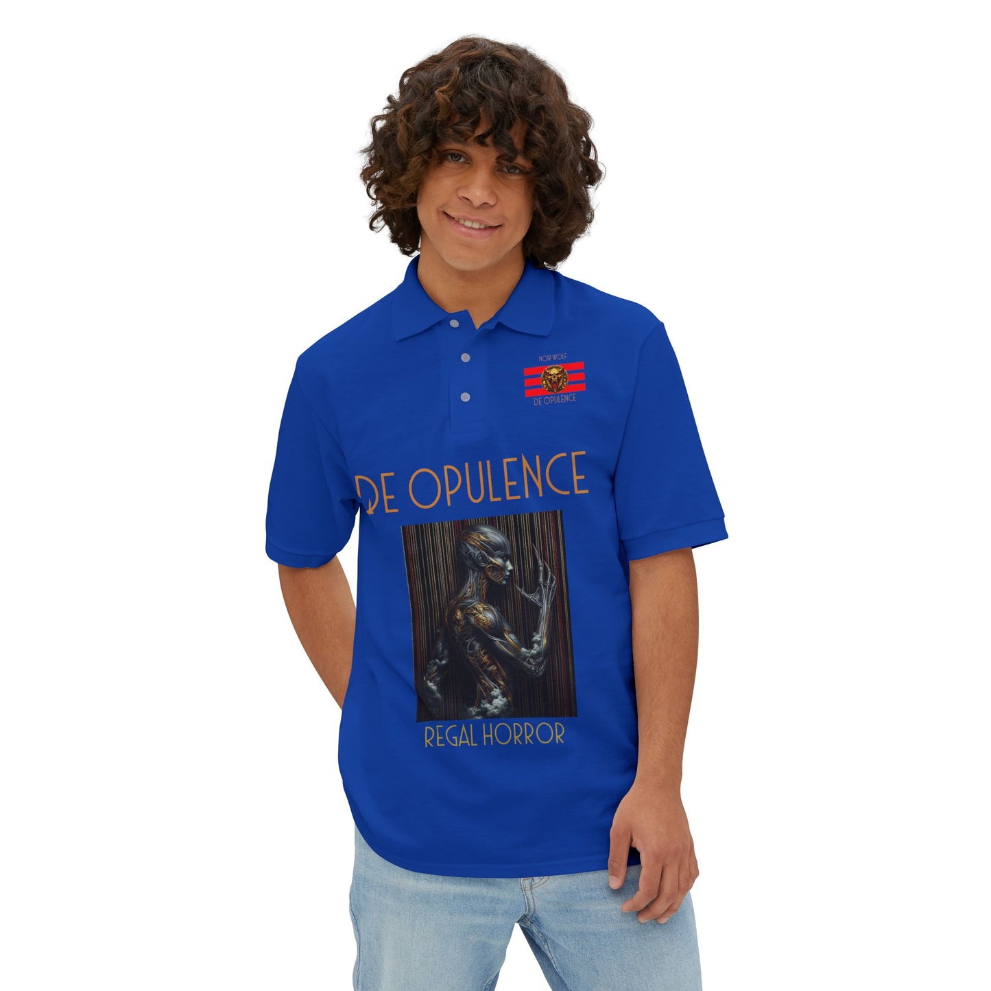 Men's Piqué Polo De Opulence by Noir Wolf the style of grace