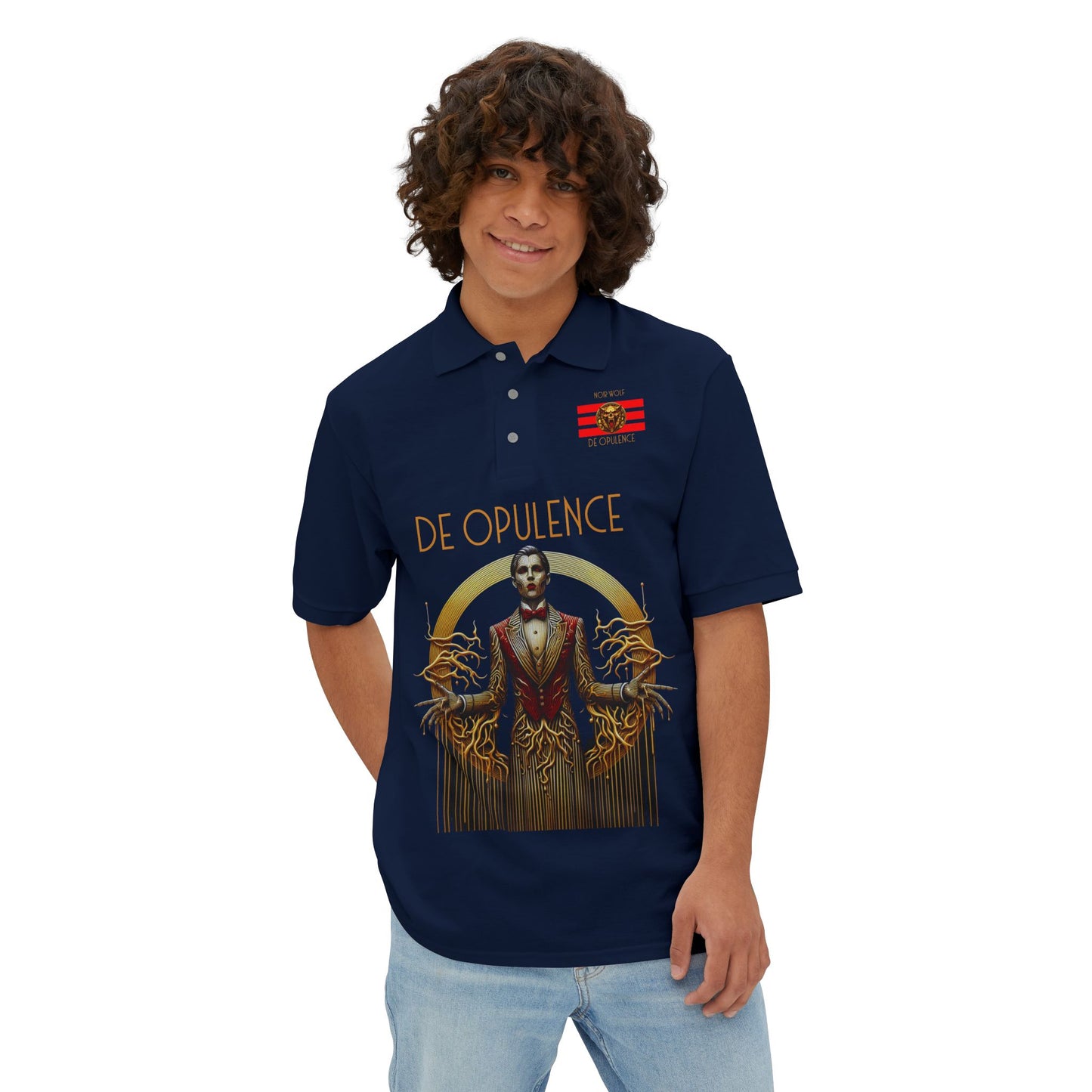 Men's Piqué Polo De Opulence by Noir Wolf the style of grace