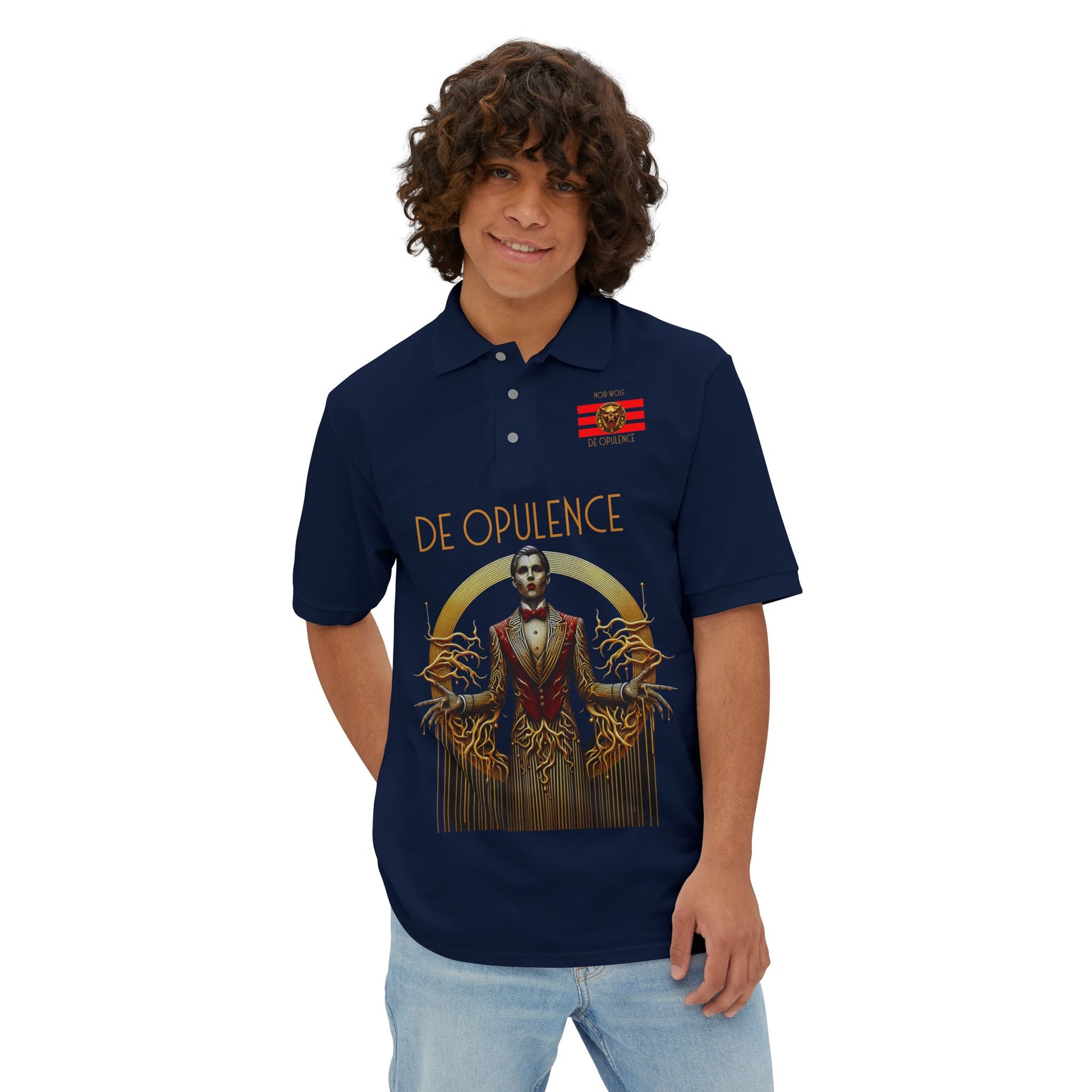Men's Piqué Polo De Opulence by Noir Wolf the style of grace
